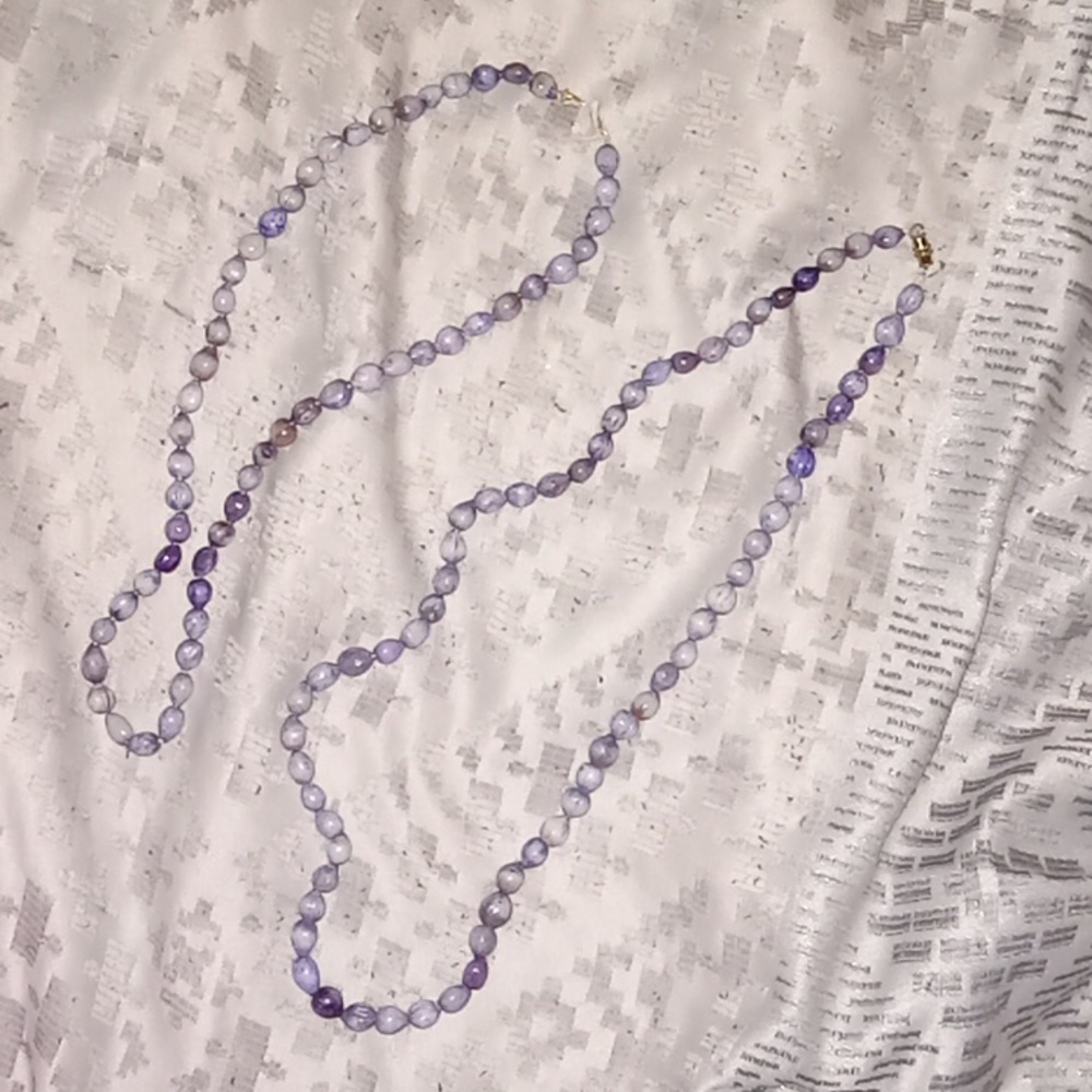 Purple Beaded two Necklace Set - Picture 2 of 2